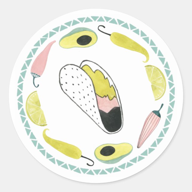 Let's Taco About Love | Taco Element Circle Classic Round Sticker (Front)