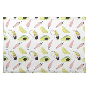 Let's Taco About Love Taco Element Circle Cloth Placemat