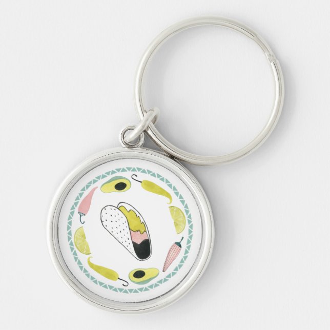 Let's Taco About Love | Taco Element Circle Keychain (Front)