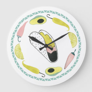 Let's Taco About Love Taco Element Circle Large Clock