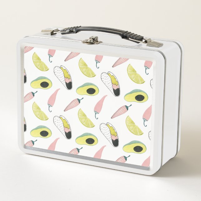 Let's Taco About Love | Taco Element Circle Metal Lunch Box (Front)