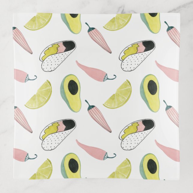 Let's Taco About Love | Taco Element Circle Trinket Tray (Front)