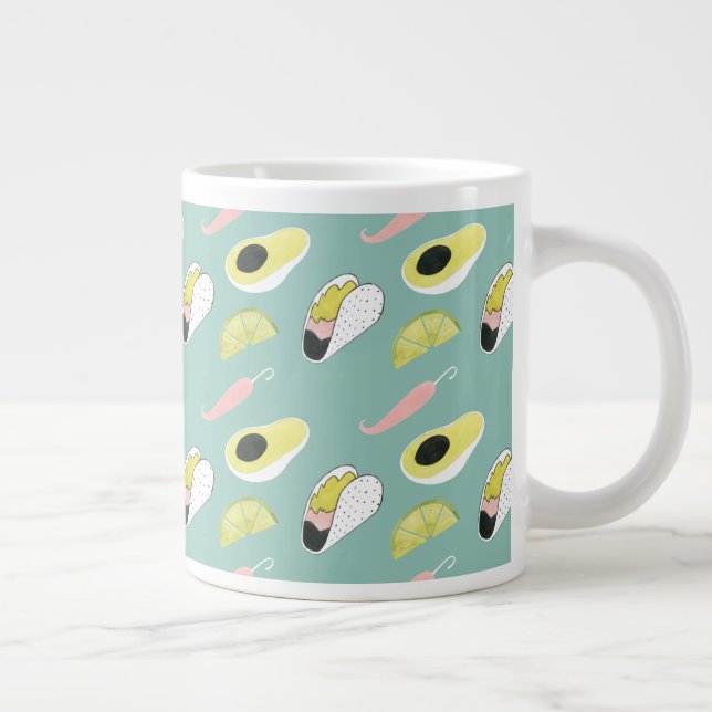Let's Taco About Love | Taco Element Pattern Giant Coffee Mug (Right)