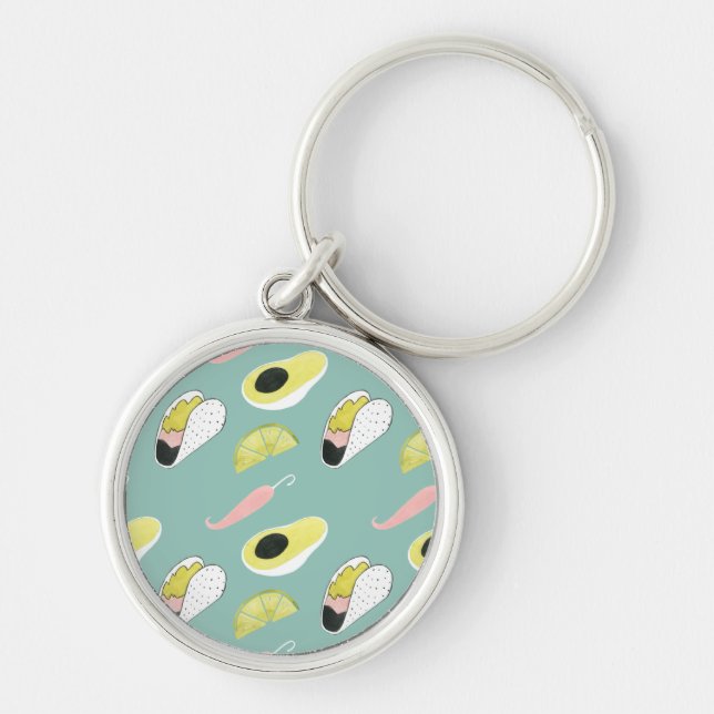 Let's Taco About Love | Taco Element Pattern Keychain (Front)
