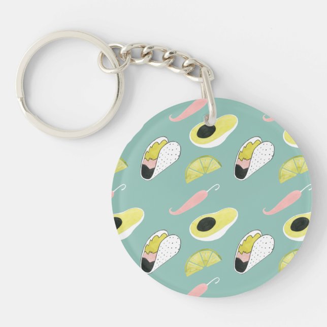 Let's Taco About Love | Taco Element Pattern Keychain (Front)