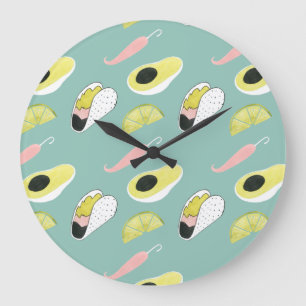 Let's Taco About Love Taco Element Pattern Large Clock