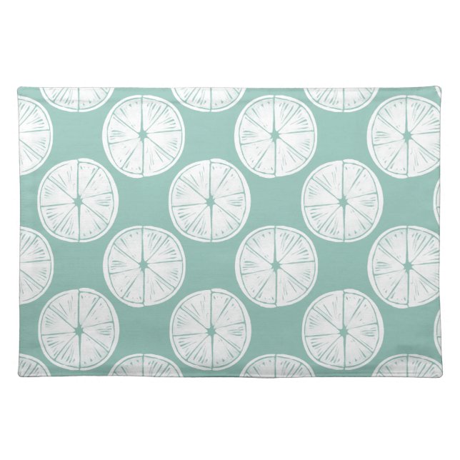 Let's Taco About Love | Teal Lime Pattern Cloth Placemat (Front)