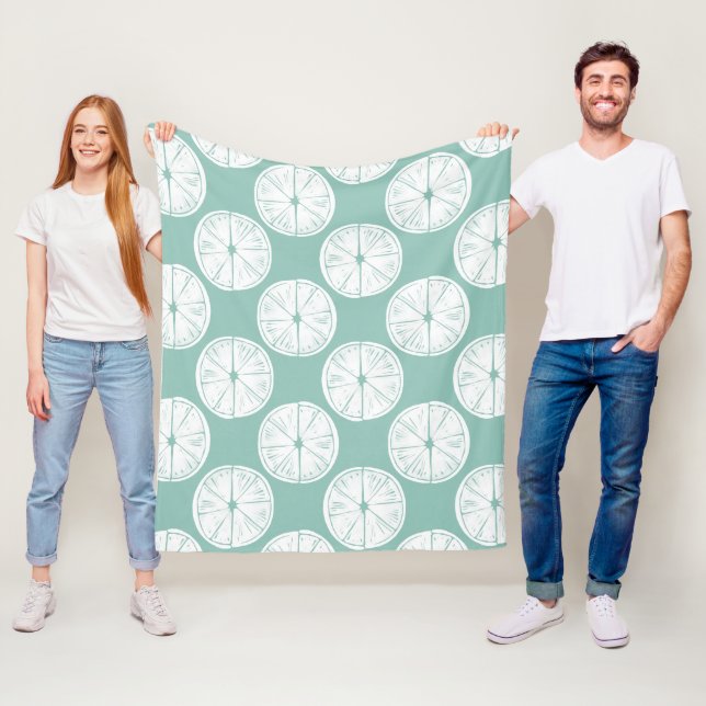 Let's Taco About Love | Teal Lime Pattern Fleece Blanket (In Situ)