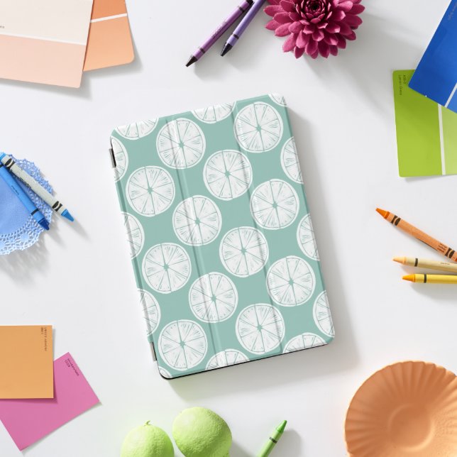 Let's Taco About Love | Teal Lime Pattern iPad Pro Cover (Desk)
