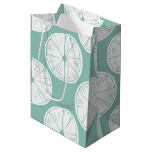 Let's Taco About Love   Teal Lime Pattern Medium Gift Bag