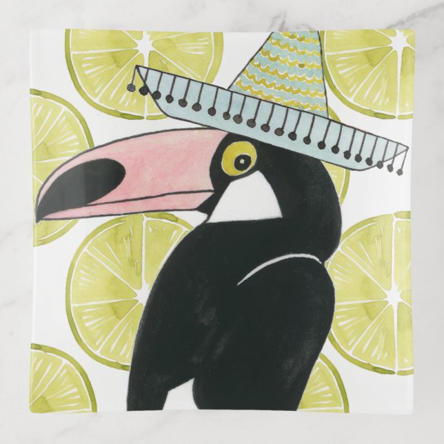 Let's Taco About Love | Toucan Sombrero Trinket Tray (Front)