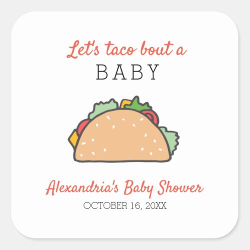 Lets Taco Bout A Baby Cute Fiesta Baby Shower Square Sticker