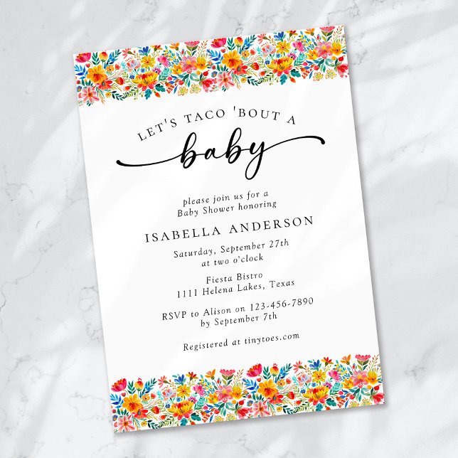 Let's Taco 'Bout a Baby Floral Fiesta Baby Shower Invitation (Creator Uploaded)