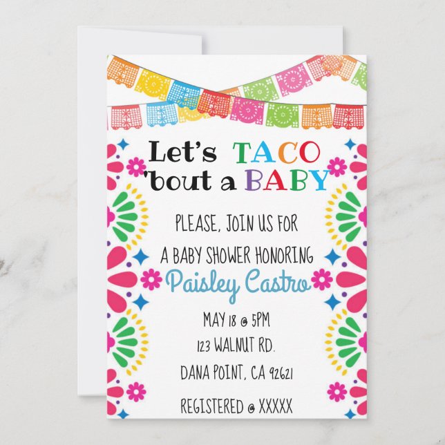 Let's Taco 'bout a Baby Invitation (Front)