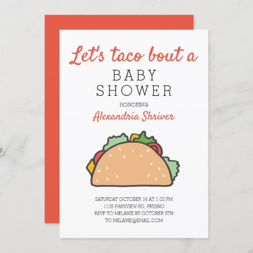 Lets Taco Bout A Baby Shower Fiesta Invitation
