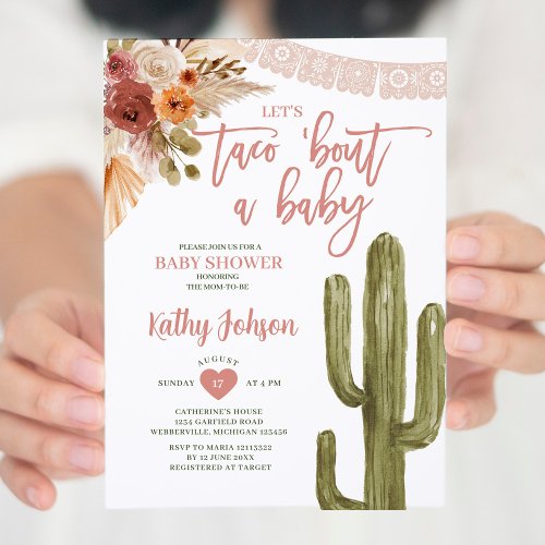 Lets Taco bout a Baby southwestern cactus desert Invitation