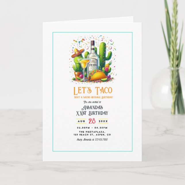 Let's Taco 'Bout a Birthday – Fiesta Party Invitation (Front)