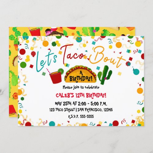 Lets Taco Bout A Birthday Party Fiesta Invitation