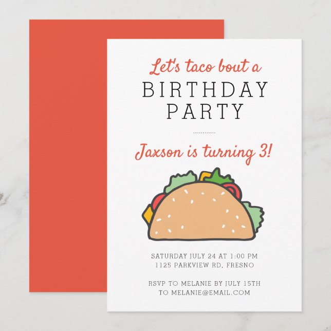 Let's Taco Bout A Birthday Party Fiesta Invitation (Front/Back)