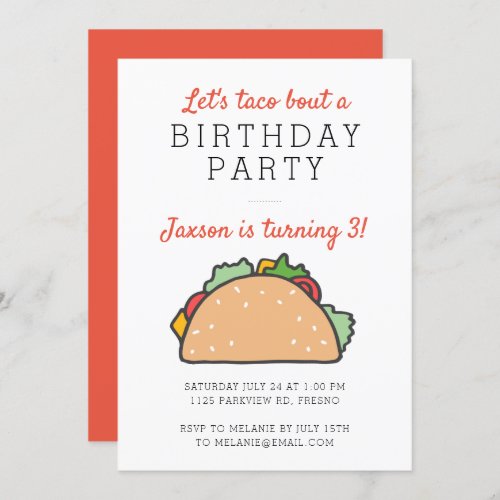 Lets Taco Bout A Birthday Party Fiesta Invitation