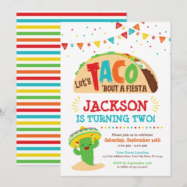 Let's Taco Bout a Fiesta Birthday Invitation (Front/Back)