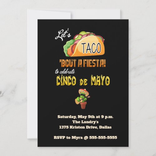 Lets Taco Bout A Fiesta Cinco de Mayo Party Invitation