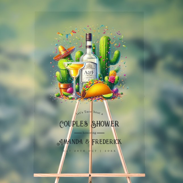 Let's Taco 'Bout a Fiesta Couple's Shower Welcome Acrylic Sign (Neutral)