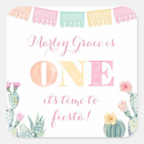 Lets Taco Bout A Fiesta Girl 1st Birthday Party Square Sticker