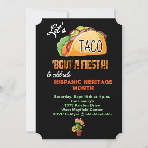 Lets Taco Bout A Fiesta Hispanic Heritage Month Invitation