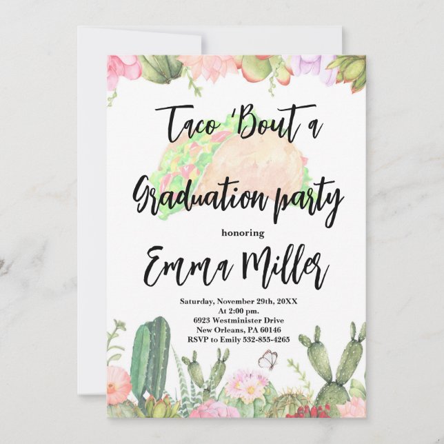 Let's taco 'bout a Graduation Fiesta party Invitation (Front)