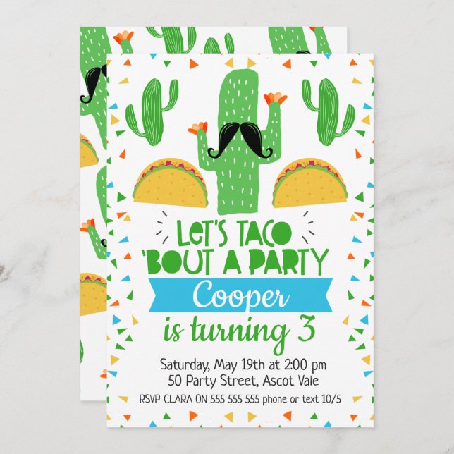 Let's Taco ''bout A Party Birthday Invitation (Front/Back)