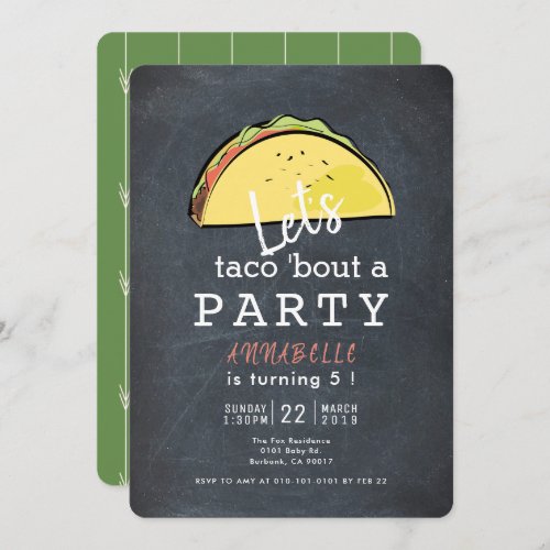 Lets Taco Bout A Party Chalkboard Fiesta Birthday Invitation