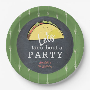 Let's Taco Bout A Party Chalkboard Fiesta Birthday Paper Plates