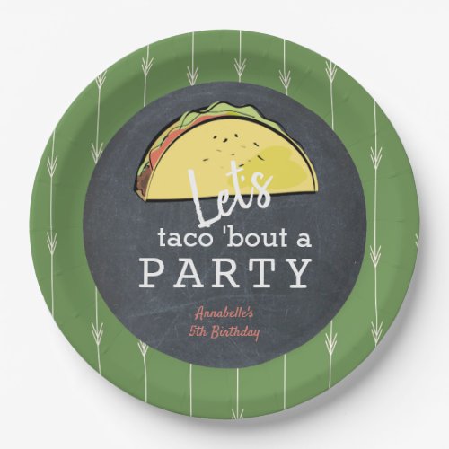Lets Taco Bout A Party Chalkboard Fiesta Birthday Paper Plates