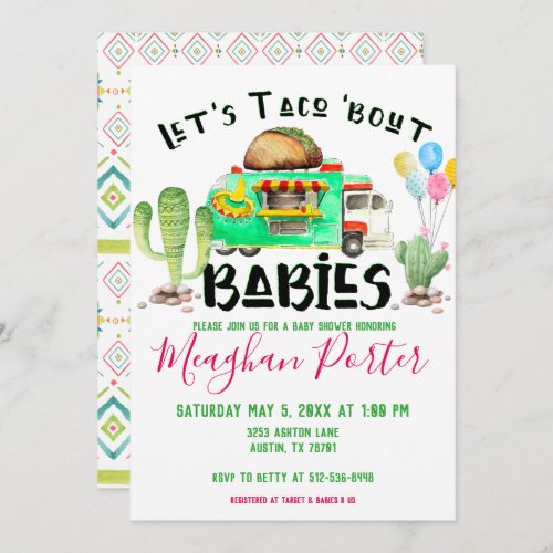 Lets Taco Bout Babies Baby Shower Invitation