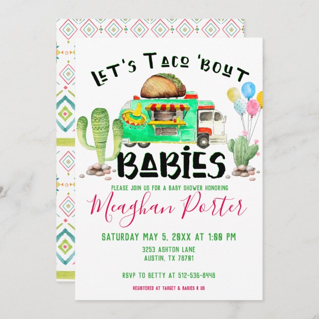 Let's Taco Bout Babies Baby Shower Invitation (Front/Back)