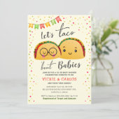 Let's Taco Bout Babies Co-ed Twin Baby Shower Invitation (Standing Front)