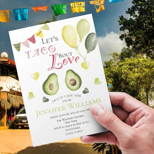 Lets Taco Bout Love Bridal Shower Avocado Fiesta Invitation