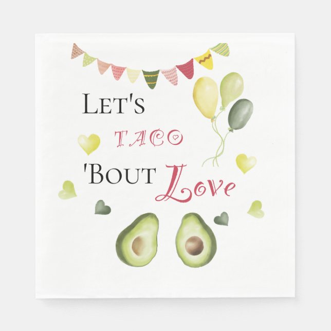 Let's Taco Bout Love Bridal Shower Avocado Fiesta Napkins (Front)