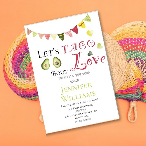 Lets Taco Bout Love Bridal Shower Mexican Fiesta Invitation