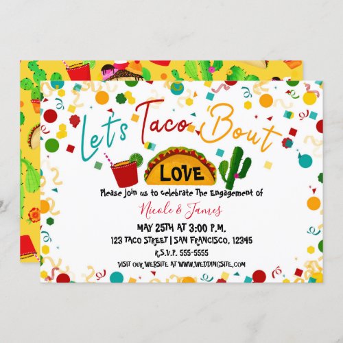 Lets Taco Bout Love Engagement Wedding Fiesta Invitation