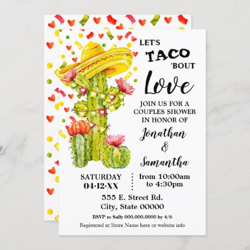 Lets taco bout Love fiesta couples shower Invitation