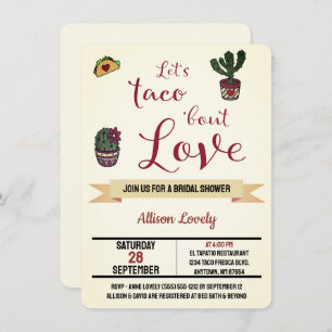 Let's Taco 'bout Love Fiesta Theme Bridal Shower Invitation
