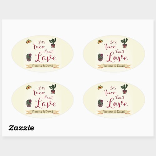 Lets Taco bout Love Fiesta Theme Bridal Shower Oval Sticker