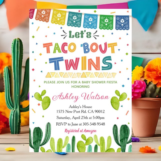 Let's Taco 'Bout Twins Baby Shower Invitation (Creator Uploaded)