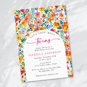 Let's Taco 'Bout Twins Floral Fiesta Baby Shower Invitation