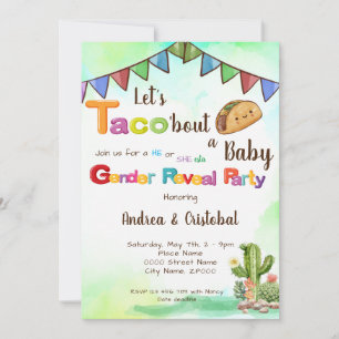 Let's Taco'bout a Baby Fiesta theme Gender Reveal Invitation