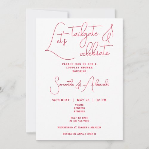 Lets Tailgate and Celebrate Wedding Couple Shower Invitation
