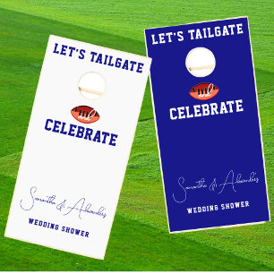 Let's Tailgate Celebrate Blue Bridal Couple Shower Cornhole Set
