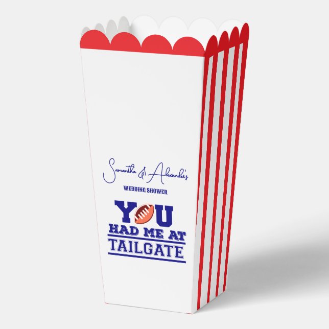 Let's Tailgate Celebrate Blue Bridal Couple Shower Favor Boxes (Front)